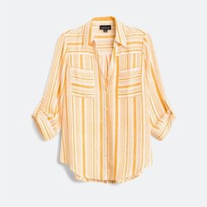 Express Women's Yellow Striped Button-Down Shirt